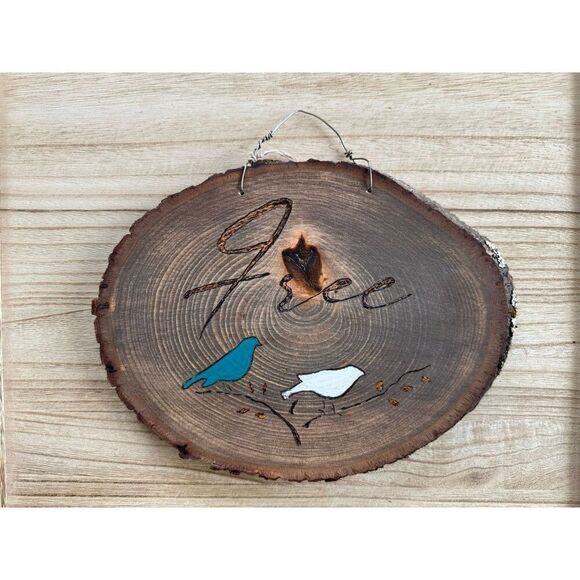 West Hills Studio Other - Bird Wall Art Wood Art Boho Home Decor Free Bird Blue Birds Woodburning NEW